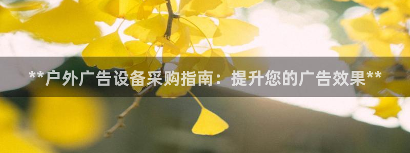 杏宇平台总代理电话：**户外广告设备采购指南：提升您的广告效果**